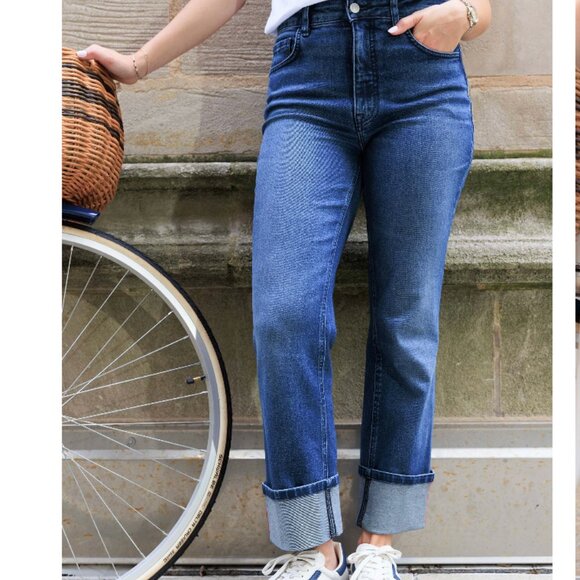 NWT Mersea Bessie Straight Leg Cuffed Jeans in "Faded Ink" Size 25 - Picture 1 of 7